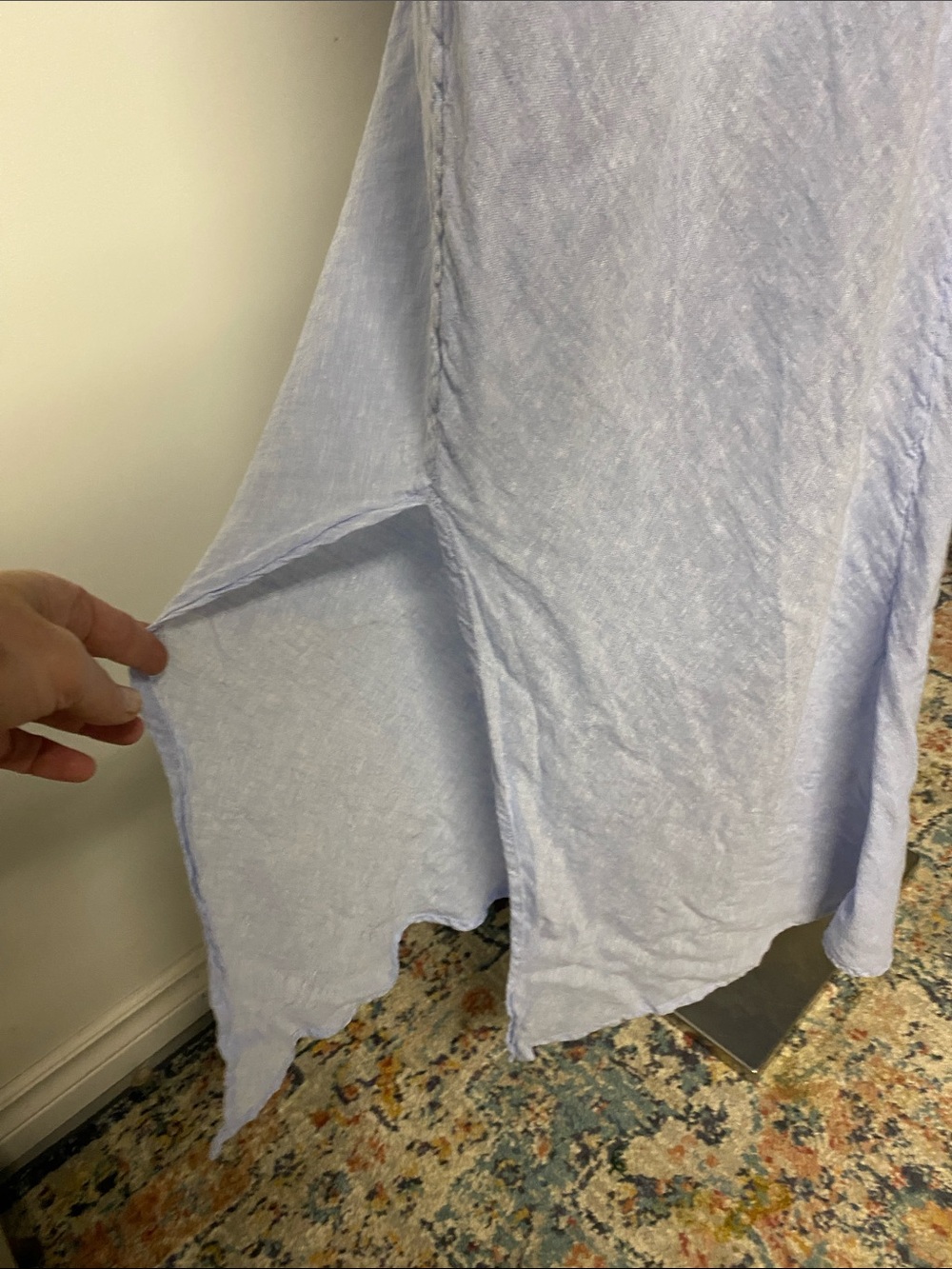 Linen blend baby Blue Sleeveless Maxi Dress Flowy summer - Picture 2 of 7
